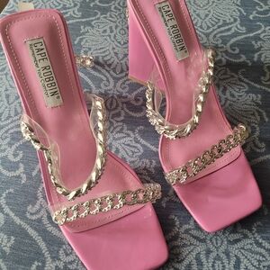Cape Robbin Pink Chain-Trim High Heel Sandals